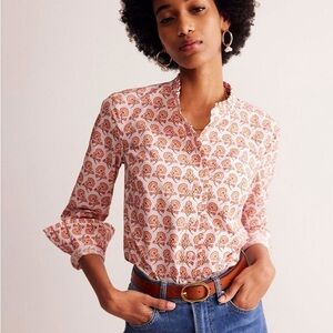 Boden Phoebe Floral Shirt Pink Floral Button-Front Women's